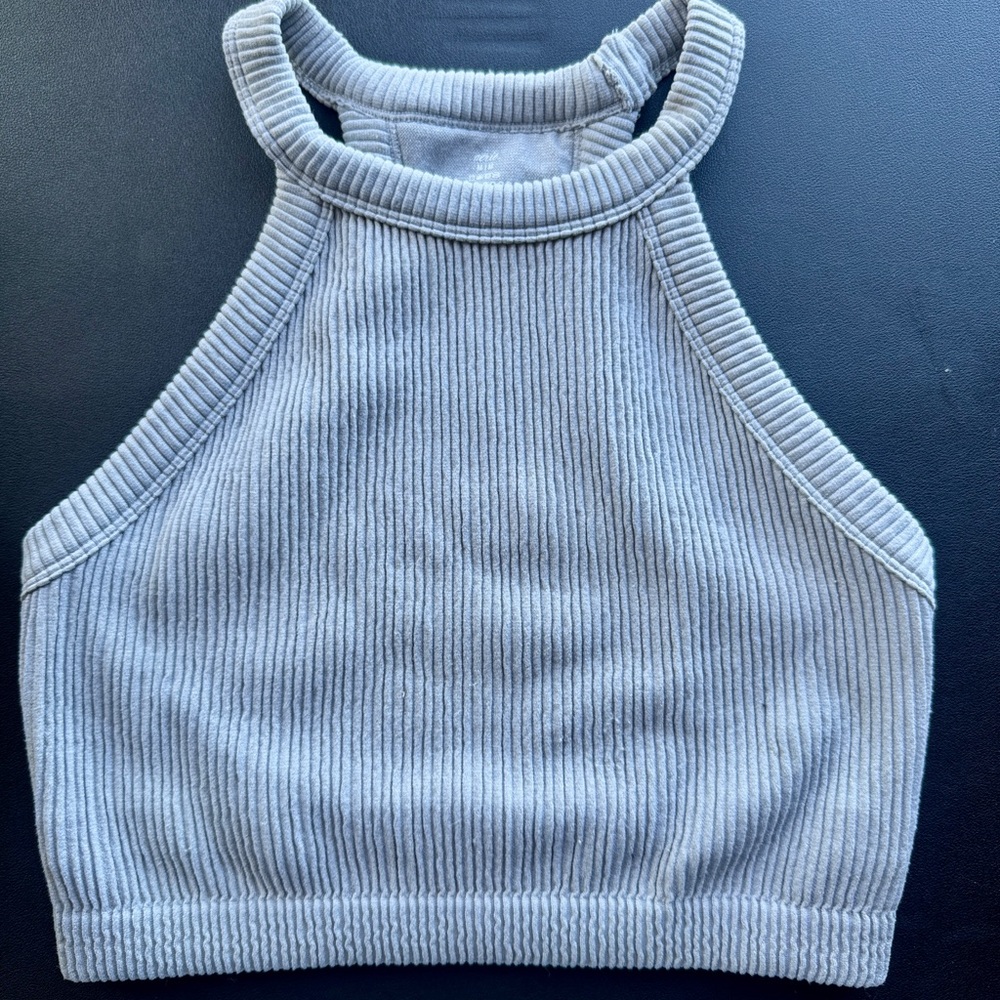 Aerie Light Gray Ribbed Crop Top